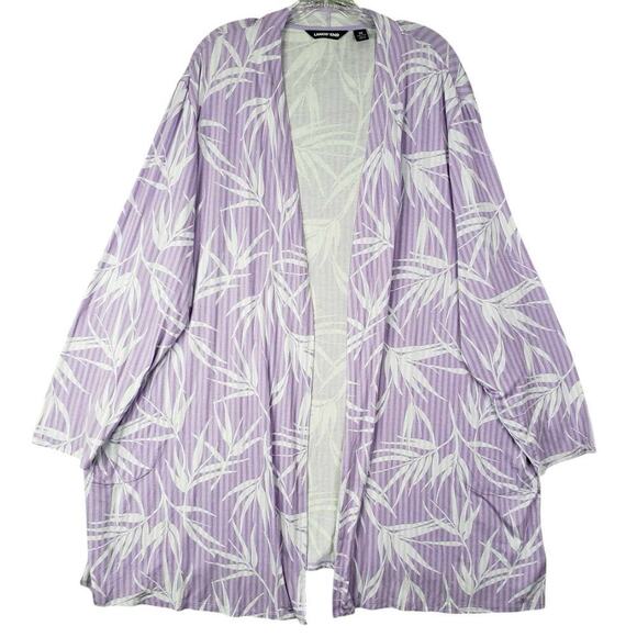 Lands End Cardigan Jersey Knit Rayon Long Sleeve Tropical Womens Plus Size 3X - Picture 2 of 10